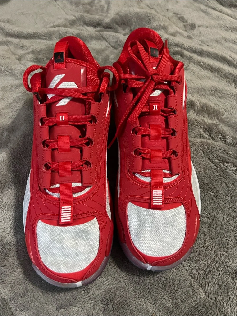 Jordan Red and White Low-Top Basketball Sneakers